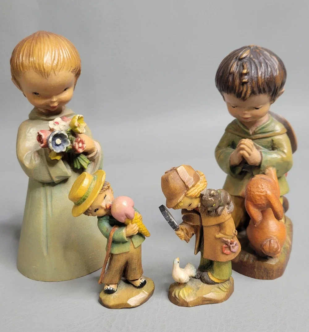 Vtg Anri Ferrandiz Wooden Figurines The Prayer Girl Flowers Summertime Inspector